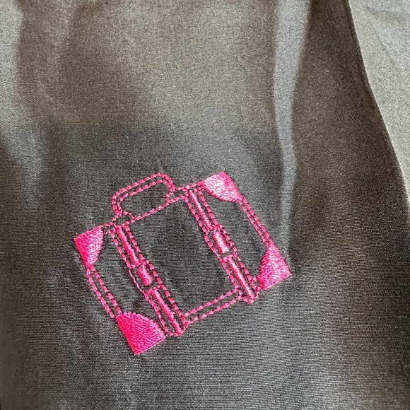 Silk Pants Ankle Side Zip Retro Novelty Print Dogs Travel Pink Embroidered Sz 16 - Picture 15 of 16